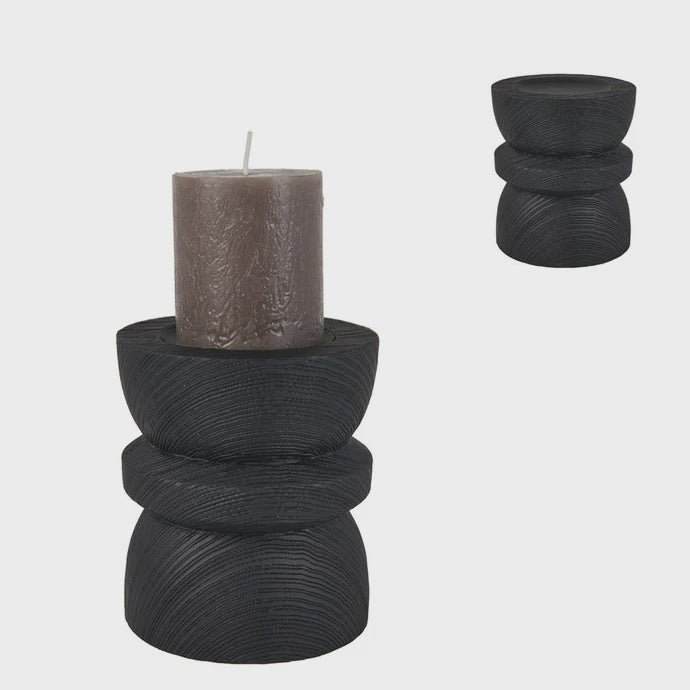 Linen & More Brutalist Candle Holder - Black