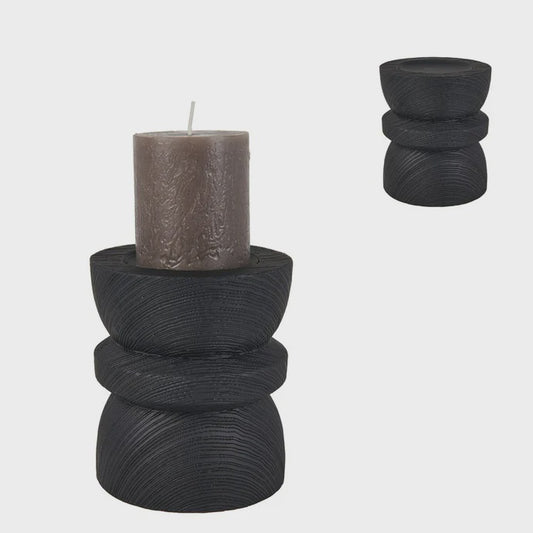 Linen & More Brutalist Candle Holder - Black