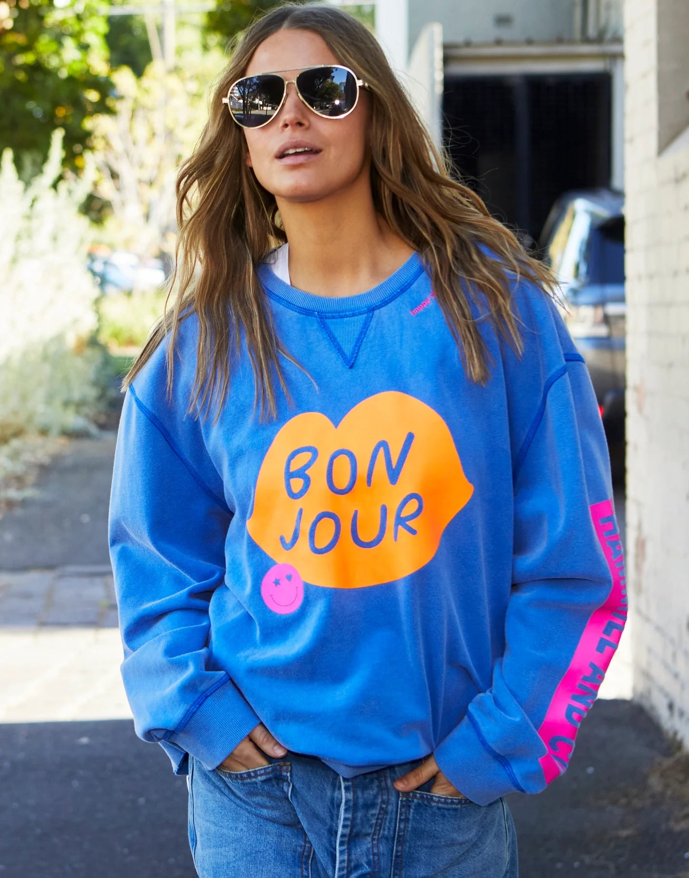 Hammill & Co  Bon Jour Sweat - Ocean Blue