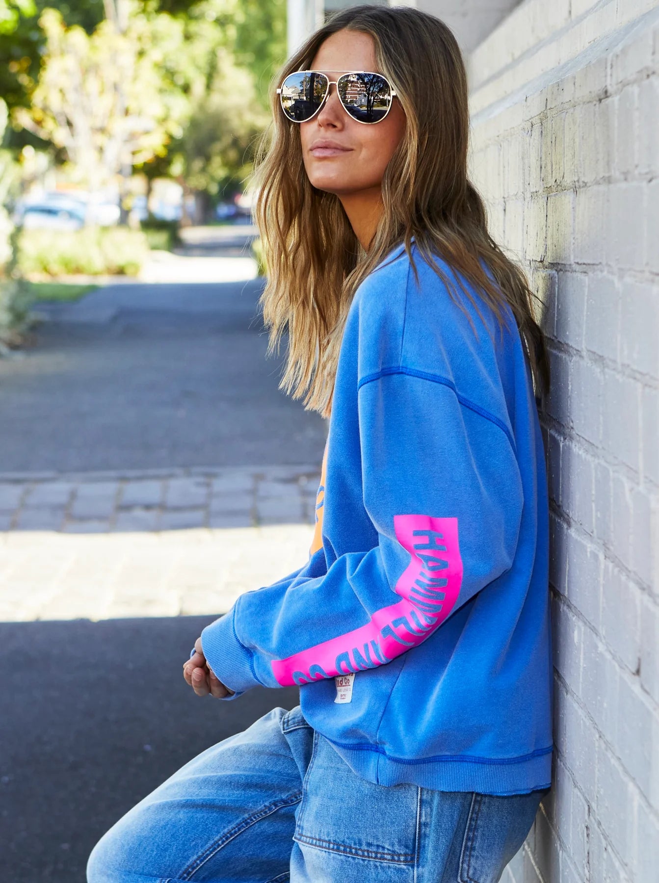 Hammill & Co  Bon Jour Sweat - Ocean Blue