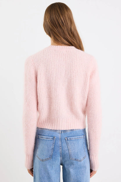 Ivy & Jack Highlight Mohair Blend Crewneck Cardigan - Blush