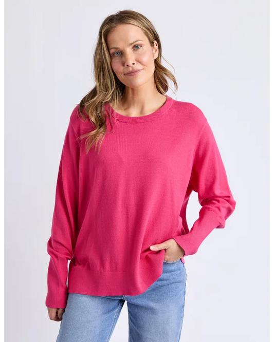 Elm Sunny Long Sleeve Knit Top - Hot Pink