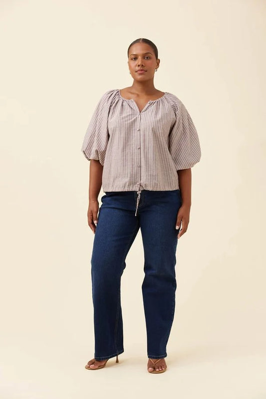 Isle Of Mine Lyndell Drawstring Top - Taupe