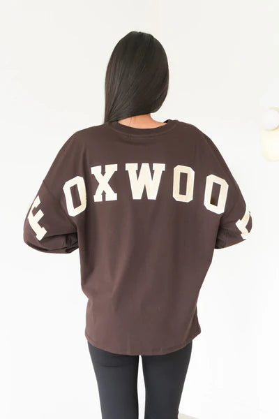 Foxwood Interval Long Sleeve Tee - Coffee Bean/White