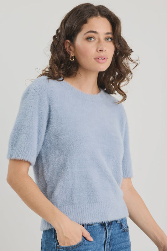 Ivy & Jack Issue Fluffy Soft Knit Tee - Light Blue