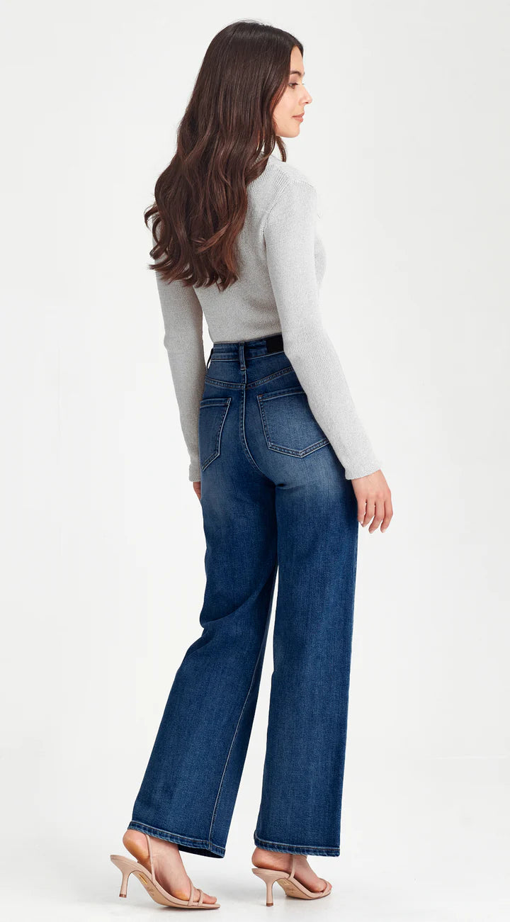 Junkfood Wendy Wide Leg Jeans -Dark Blue