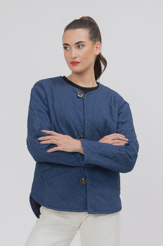 Leila + Luca Denim Quilt Tied Up Jacket