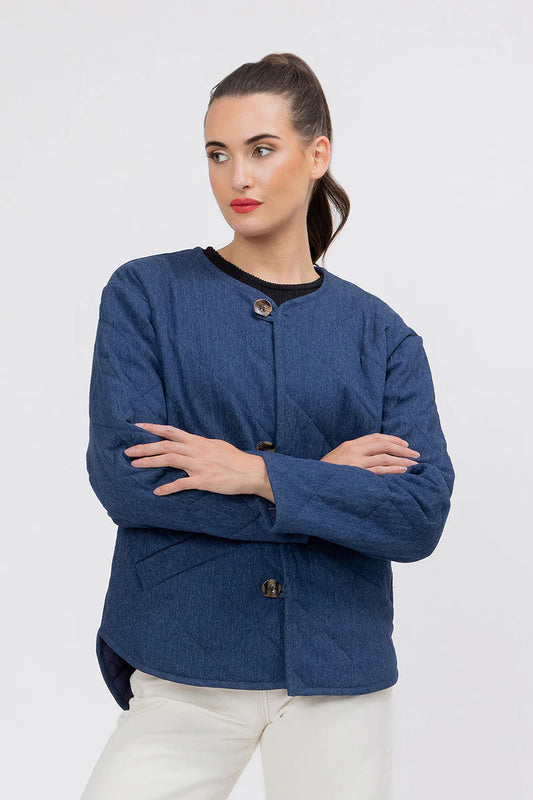 Leila + Luca Denim Quilt Tied Up Jacket