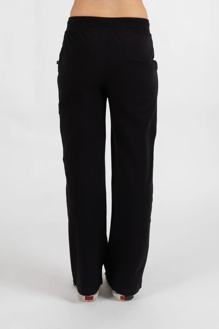 Federation Loose Leg Escape Trackies - Black/Silver
