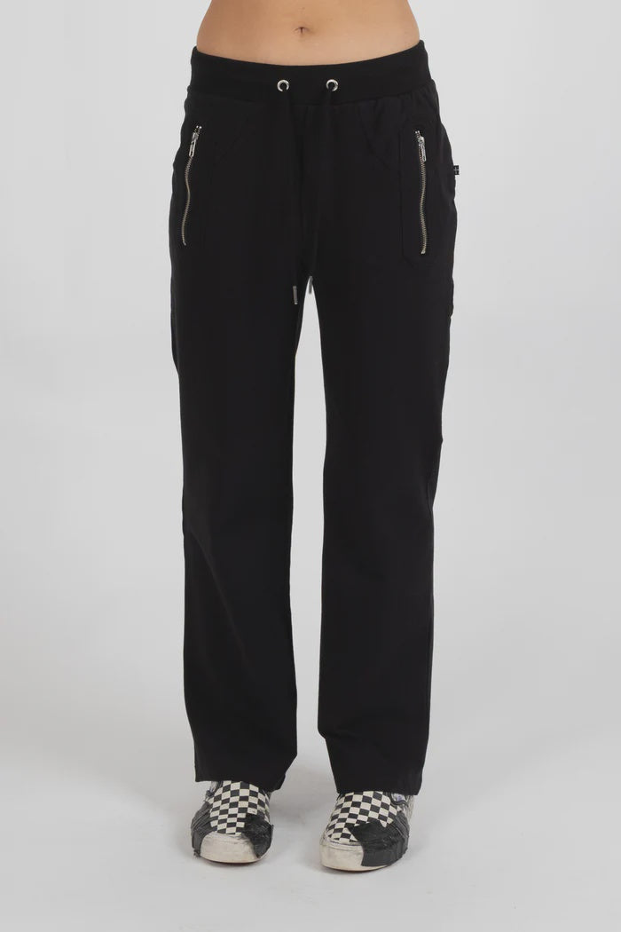 Federation Loose Leg Escape Trackies - Black/Silver