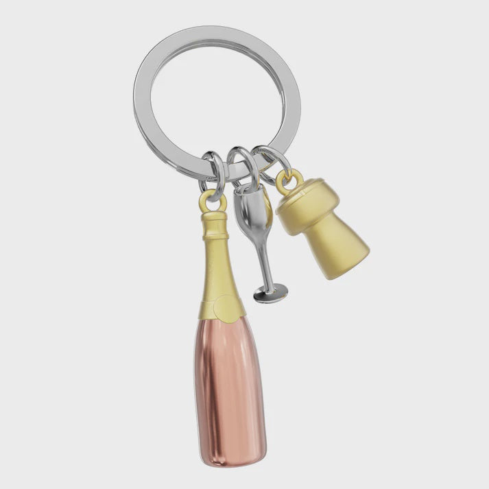 Stellar Haus Metalmorphose Keyring - Champagne Bottle in Rose Gold