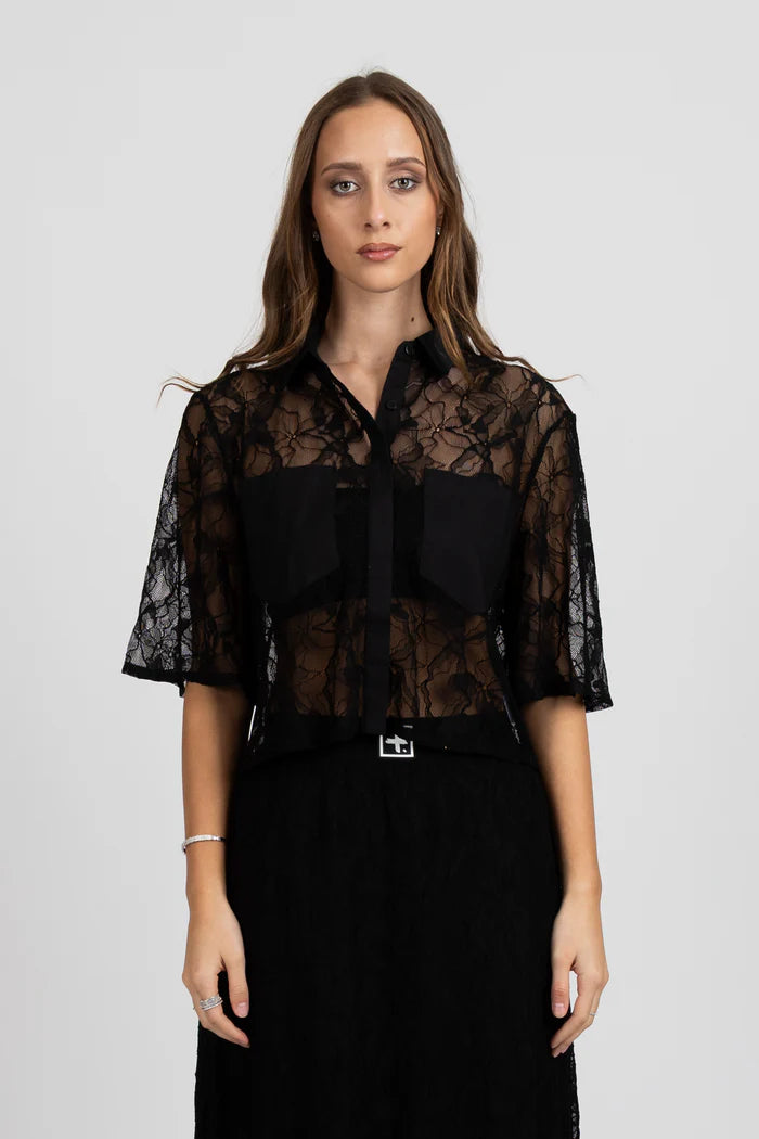 Federation Lace It Shirt - Black