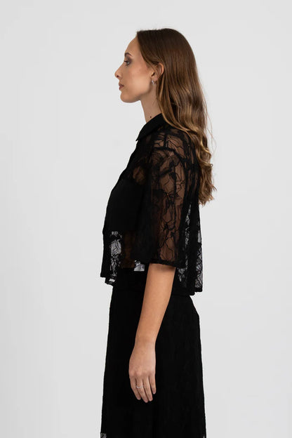 Federation Lace It Shirt - Black