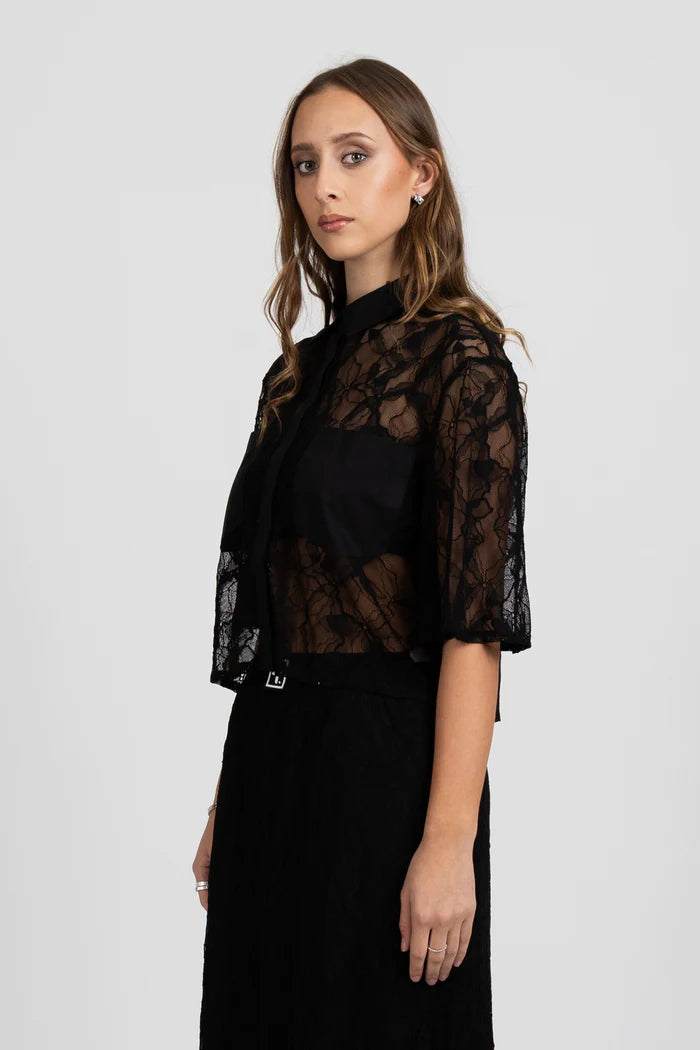 Federation Lace It Shirt - Black