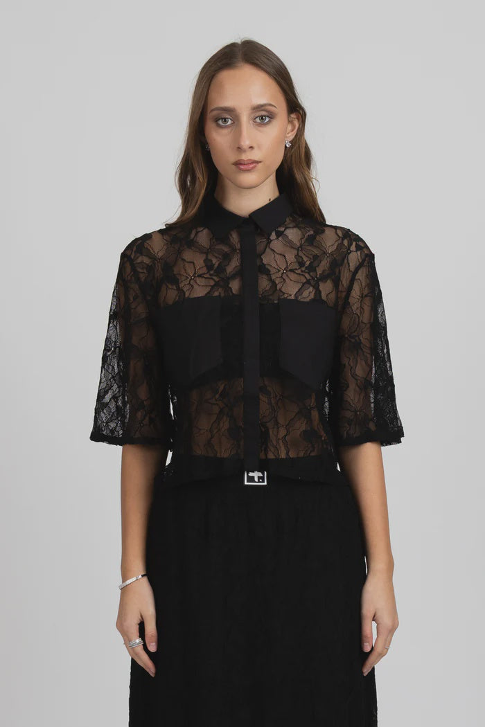 Federation Lace It Shirt - Black
