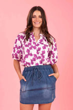 Load image into Gallery viewer, Charlo Mickey Top Cerise Floral
