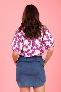 Charlo Mickey Top Cerise Floral