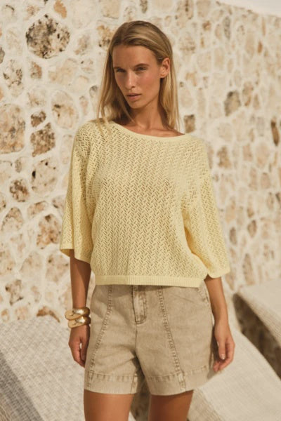 Fate & Becker Mila Pointelle Top - Lemon