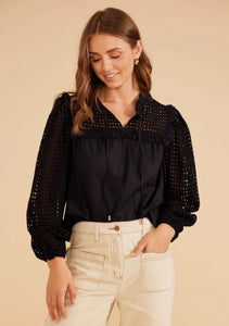 MinkPink Lucia Blouse Black