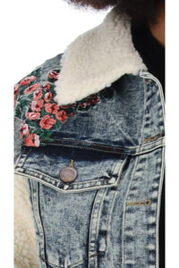 Charlo Portia Denim Sherpa Jacket Cotton