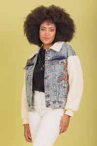 Charlo Portia Denim Sherpa Jacket Cotton