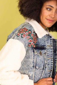 Charlo Portia Denim Sherpa Jacket Cotton