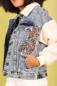 Charlo Portia Denim Sherpa Jacket Cotton