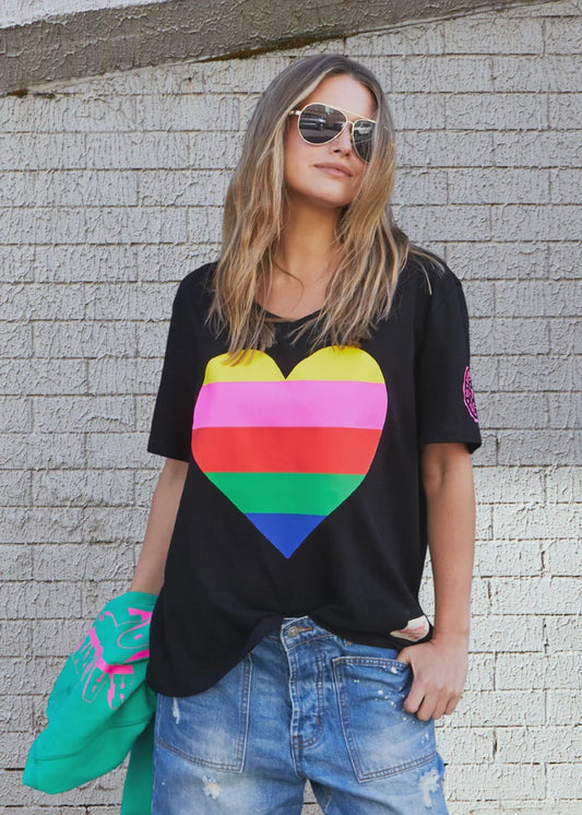 Hammill & Co Heart V Neck Tee - Black