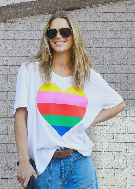 Hammill & Co Heart V Neck Tee - White