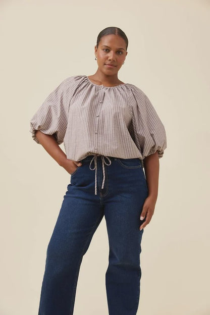 Isle Of Mine Lyndell Drawstring Top - Taupe