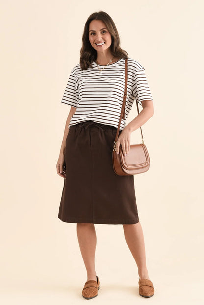 Betty Basics Relax Boxy Tee - Chocolate Stripe