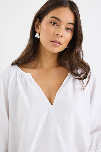 Re:Union Revolutionary Linen Relaxed L/S Top - White