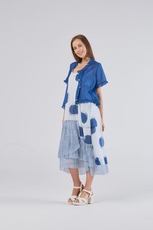 Au Hasard D'un Voyage Frill Seeker Top - Blue