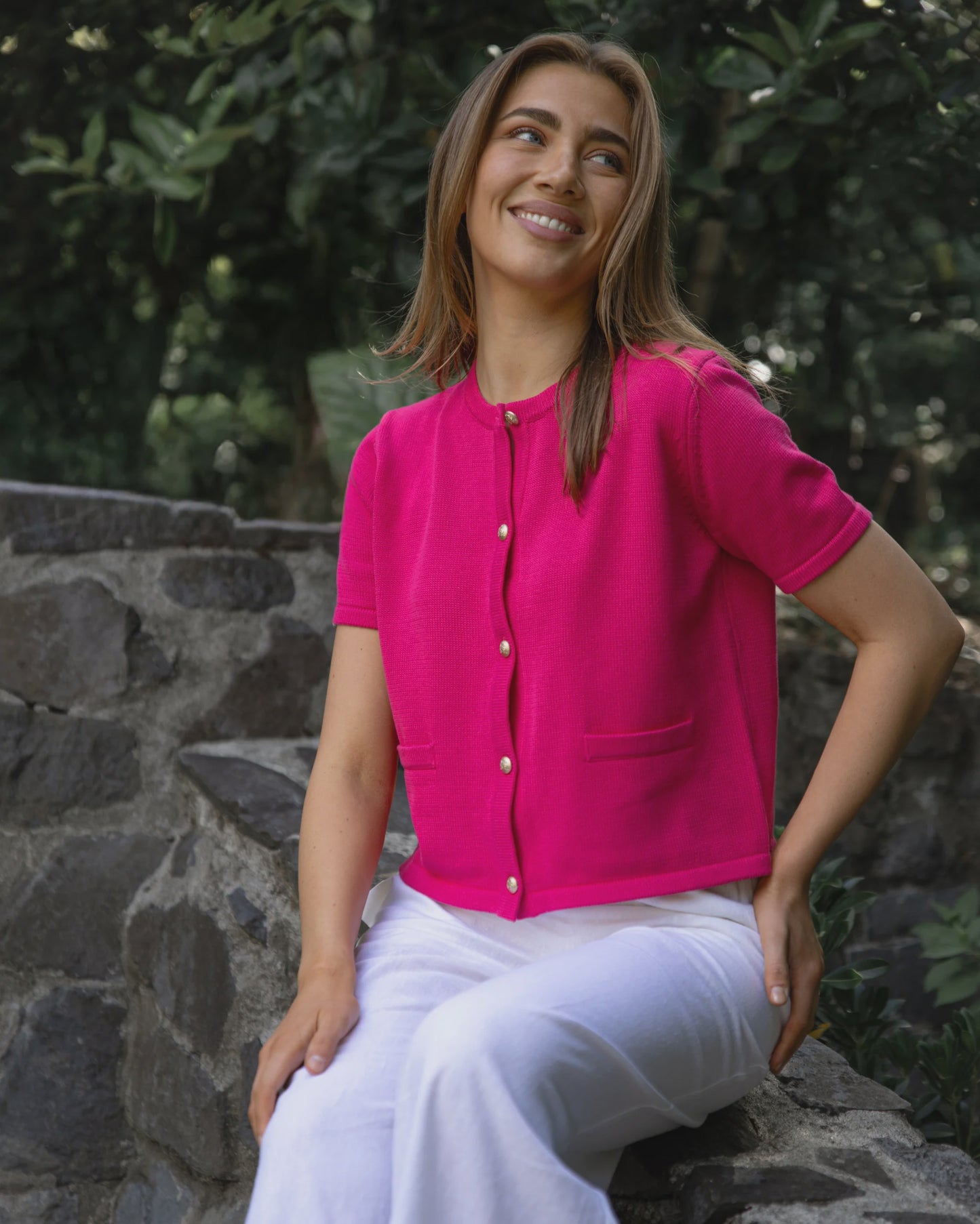 Stella + Gemma Rue Cardi - Barbie Pink