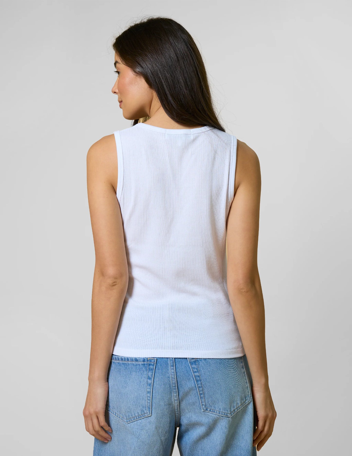 Stella + Gemma Rib Logo Tank - White