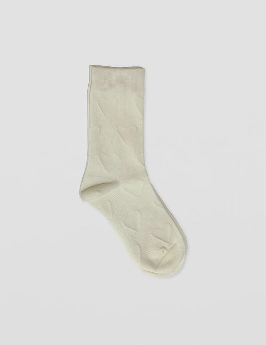Stella + Gemma Socks White with Indent Hearts