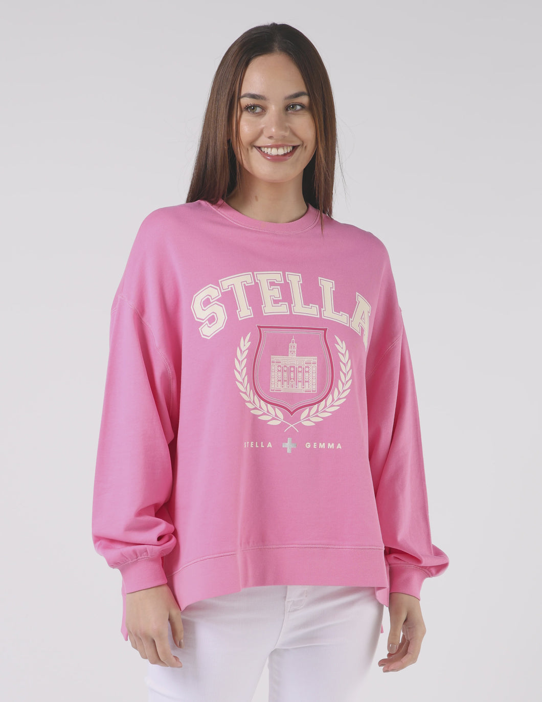 Stella + Gemma Sunday Sweater College Harvard - Bright Pink