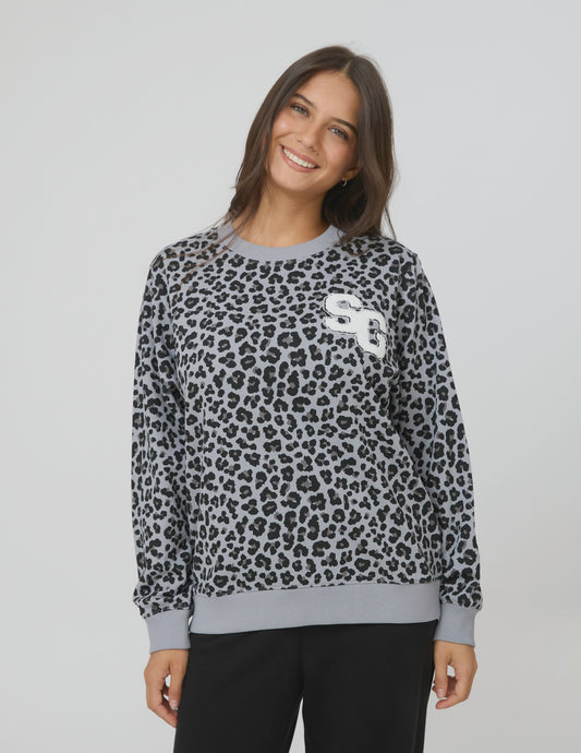 Stella + Gemma Essential Sweater - Grey Leopard