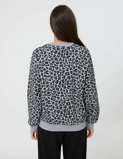 Stella + Gemma Essential Sweater - Grey Leopard