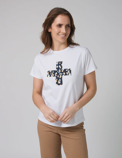 Stella + Gemma Ace Tee - White Leopard Cross