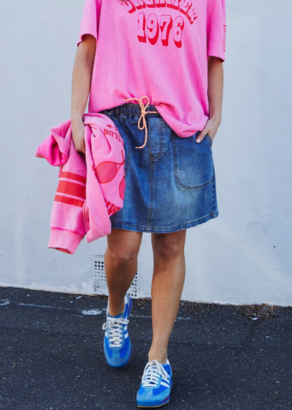 Hammill & Co Stretch Denim Skirt - Stonewash