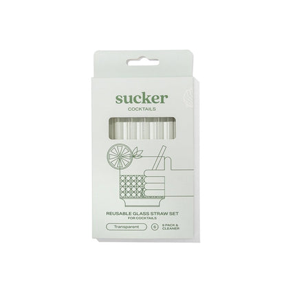 Sucker Cocktail Glass Straw Set - Transparent