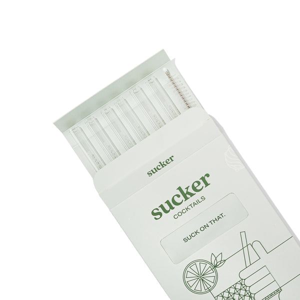 Sucker Cocktail Glass Straw Set - Transparent