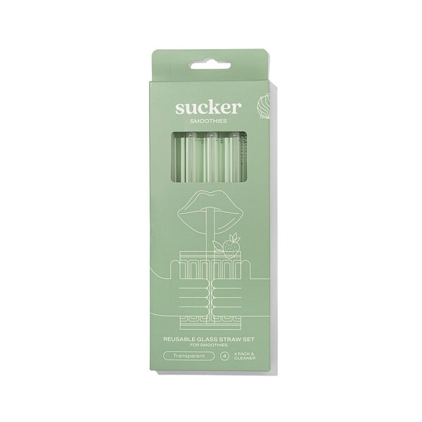 Sucker Smoothie Glass Drinking Straw Set - Transparent