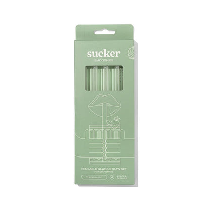 Sucker Smoothie Glass Drinking Straw Set - Transparent