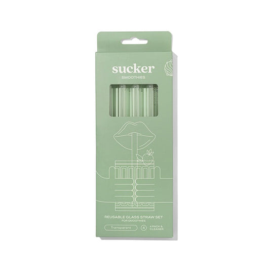 Sucker Smoothie Glass Drinking Straw Set - Transparent