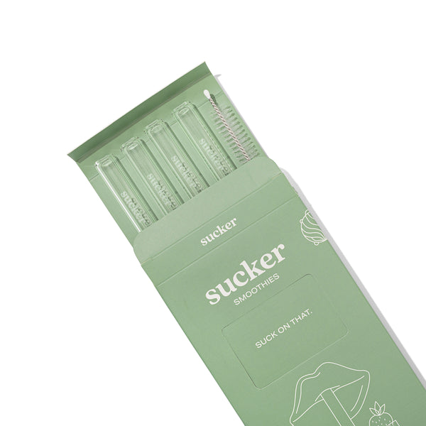 Sucker Smoothie Glass Drinking Straw Set - Transparent