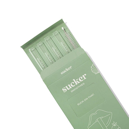 Sucker Smoothie Glass Drinking Straw Set - Transparent