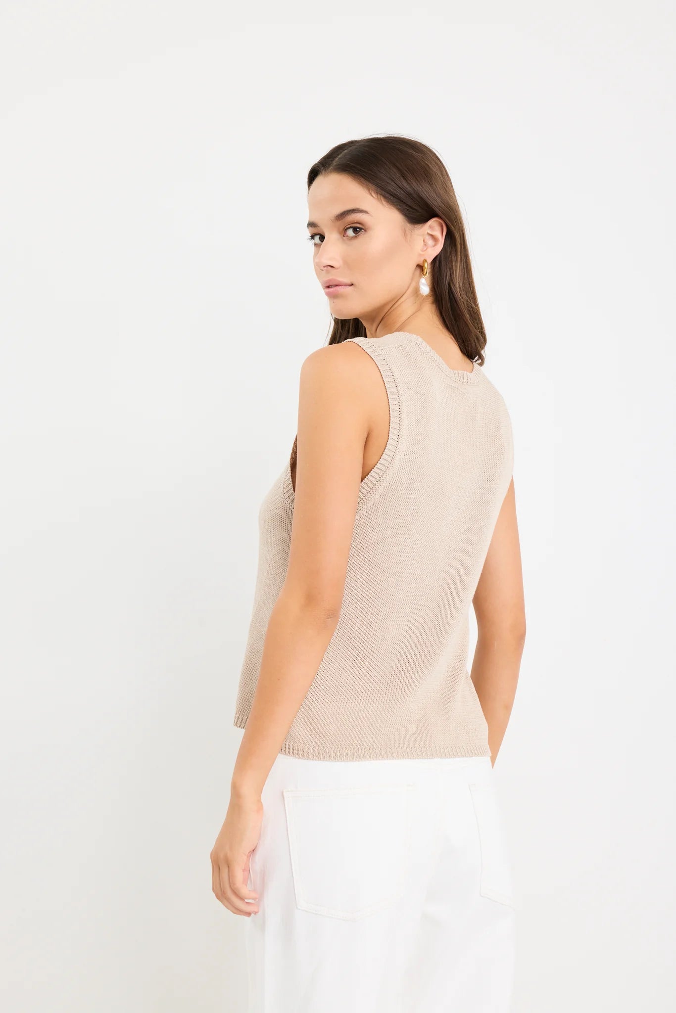 Among the Brave Salute Relaxed Sleeveless Knit Tank Top - Sand