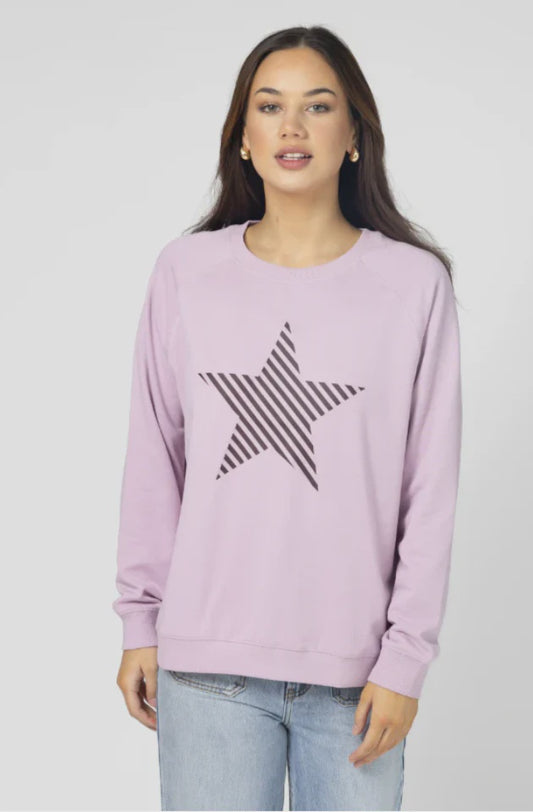Stella + Gemma Classic Sweater Lilac with Striped Star